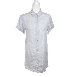 C&C California Linen Shirt Dress Women Small Short Sleeve Button Up Collared